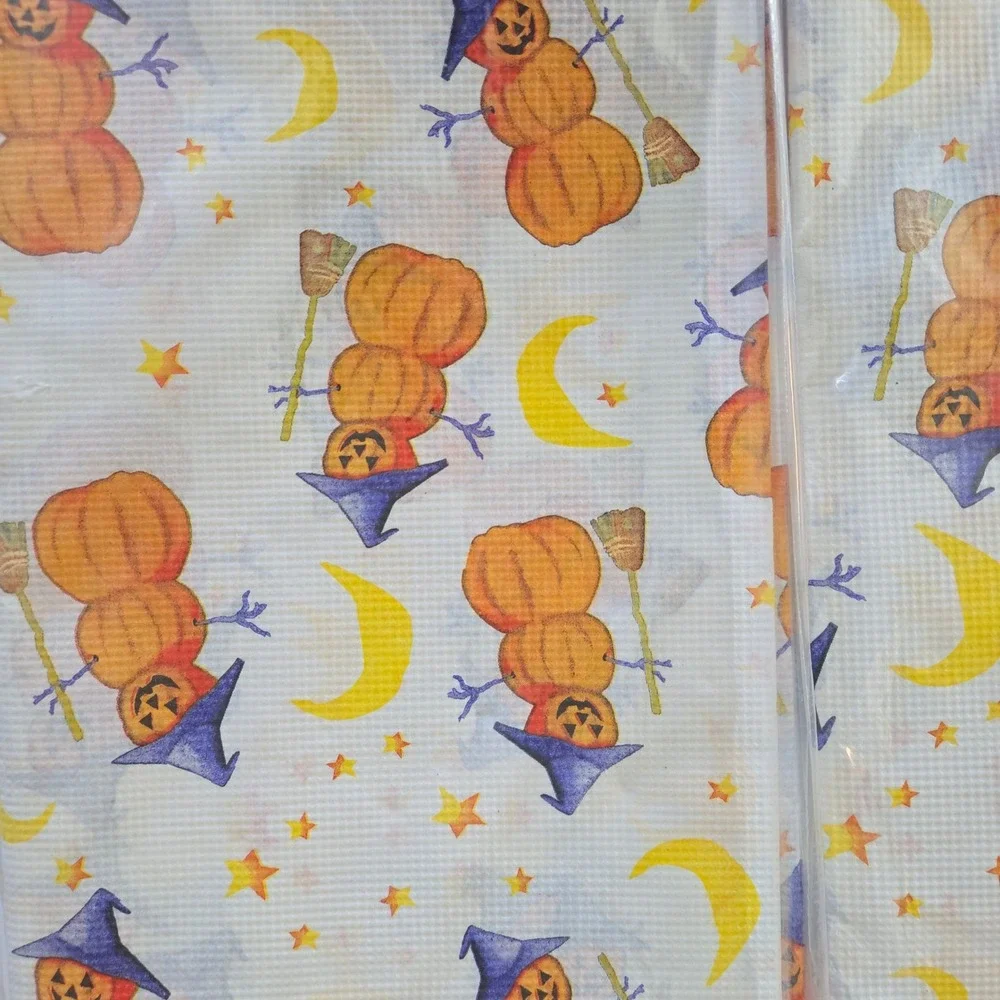 Lot‎ of 3 Vintage Halloween Table Cover 54 x 96 Pumpkin Snowman Witch Paper